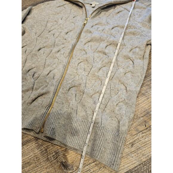 Talbots cableknit full zip cardigan sweater jacket womens meduum gray petite - Picture 4 of 6
